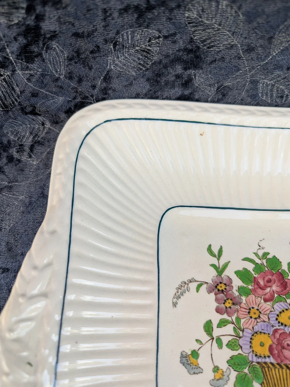 VTG Wedgwood Belmar Cake Plate Floral Square Handled Serving Platter Cottage